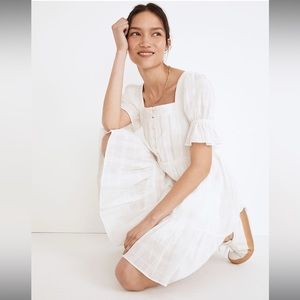 Madewell Puff-Sleeve Drawstring Mini Dress in XS